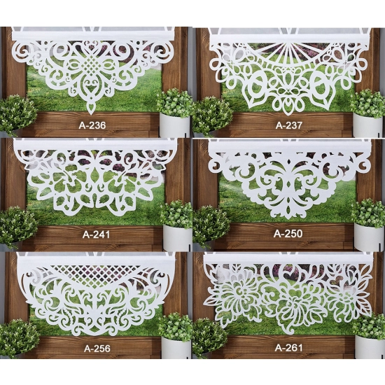 Moderne Schiebegardinen mit Ajour & V-Schnitt – 2-teilig, H 2x130 / 115 cm FR618